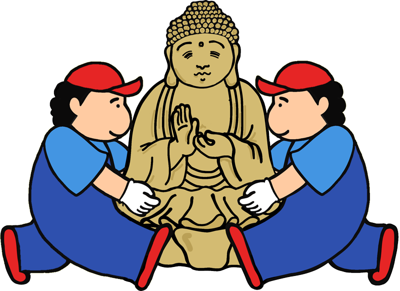 仏像を運んでいる人