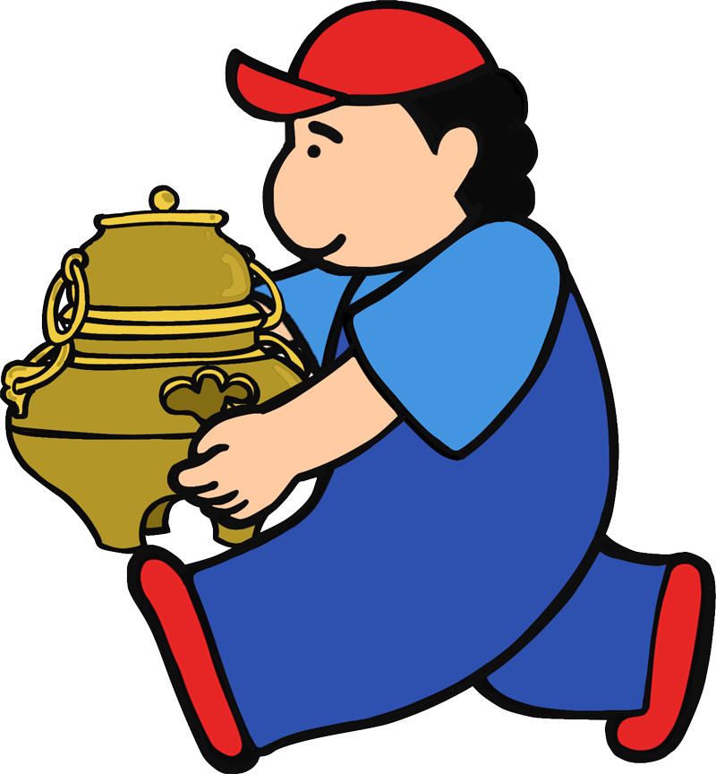 茶釜を運ぶ人